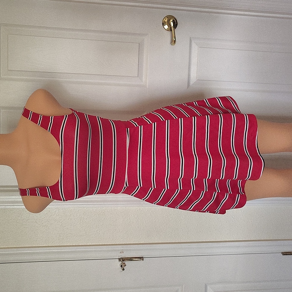 Divided by H&M Red White Striped Fit & Flare Tank Dress Sleeveless Size 2